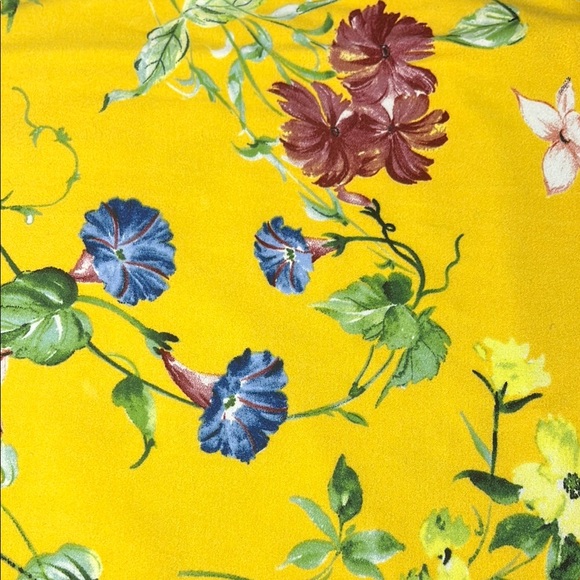 Other - Floral Brushed Poly Knit Yellow Fabric -1 1/2 yards